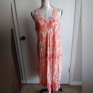 ❤️Sleeveless Coral and White Maxi Dress